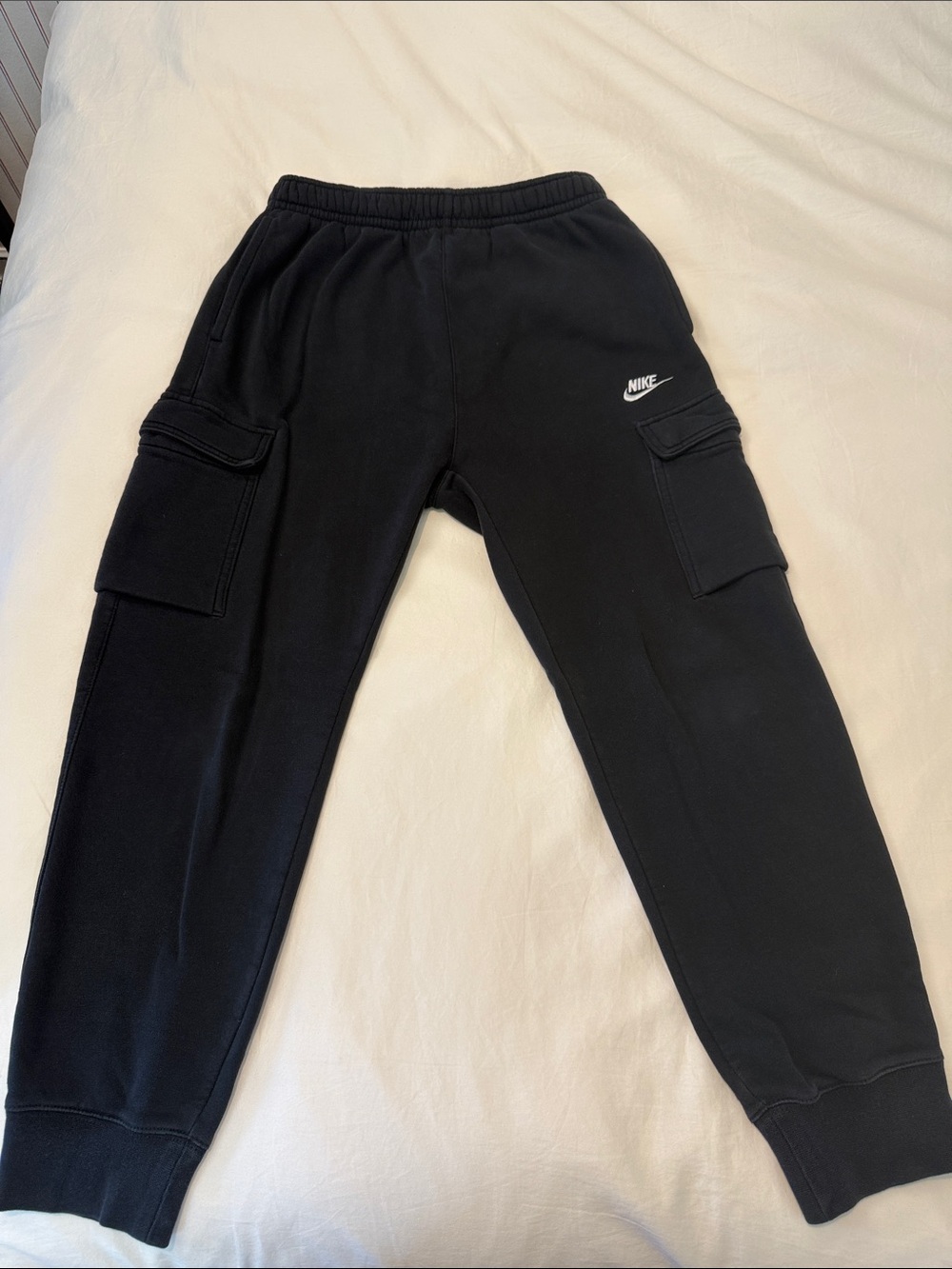 Nike Black Cargo Joggers with White Swoosh